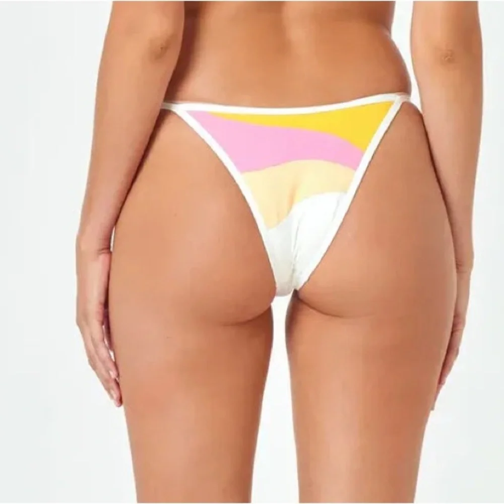 L*Space Daybreak Bitsy Bikini Bottom Medium Colorblock High Leg NWT